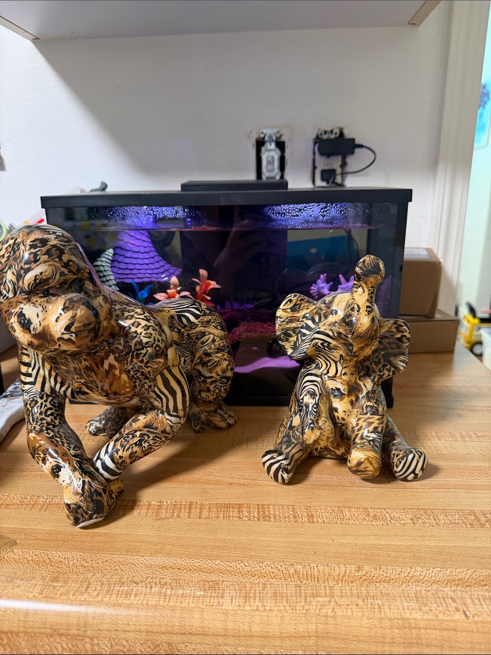 Vintage Decorative Safari Elephant & Gorilla Figurine Set